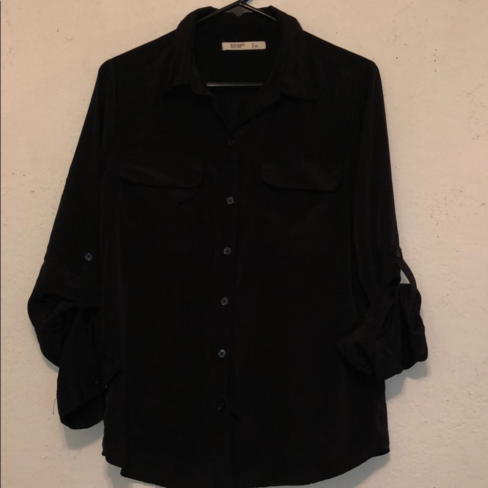 Silky material Black blouse Old Navy size medium